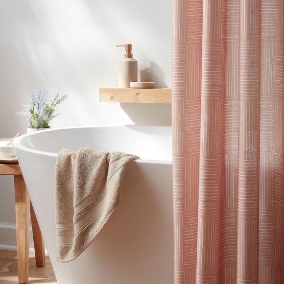 Boho 15 Piece Bathroom Set Grid Lines Rust Color Threshold Brand - Picture 2 of 6